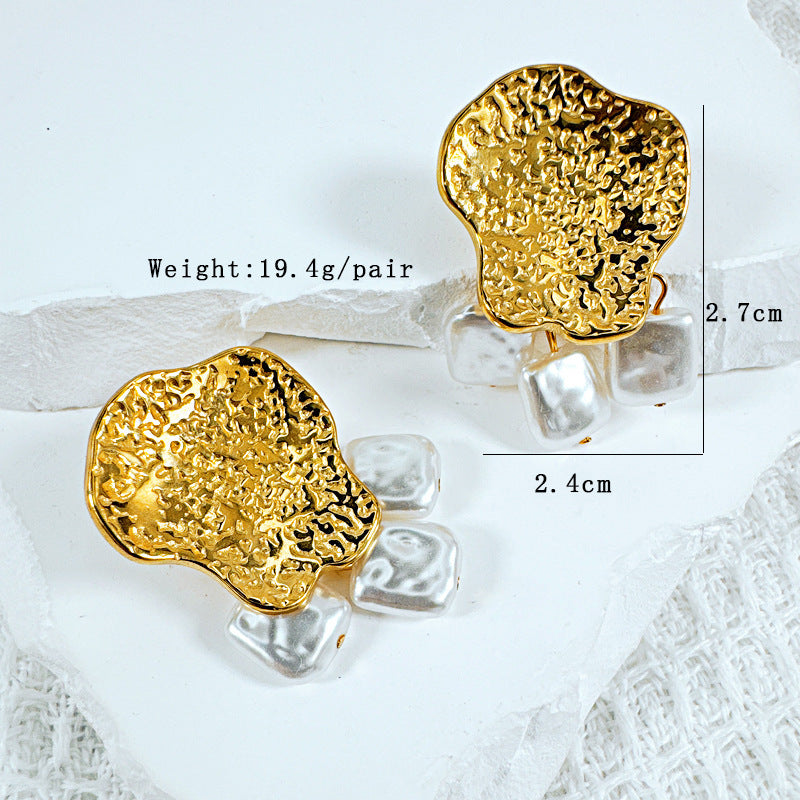 Stainless Steel Pearl Tassel Earrings