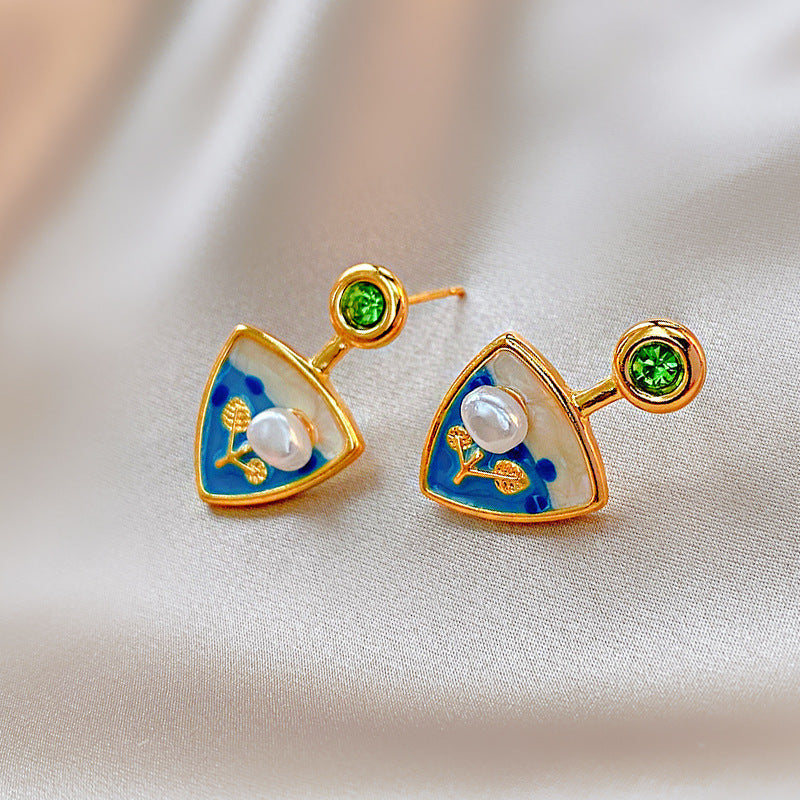 Ancient Court Oil Dripping Stud Earrings