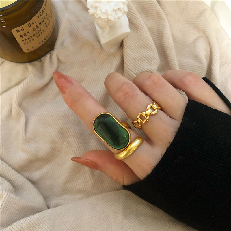 Fashion Vintage Sterling Silver Emerald Ring