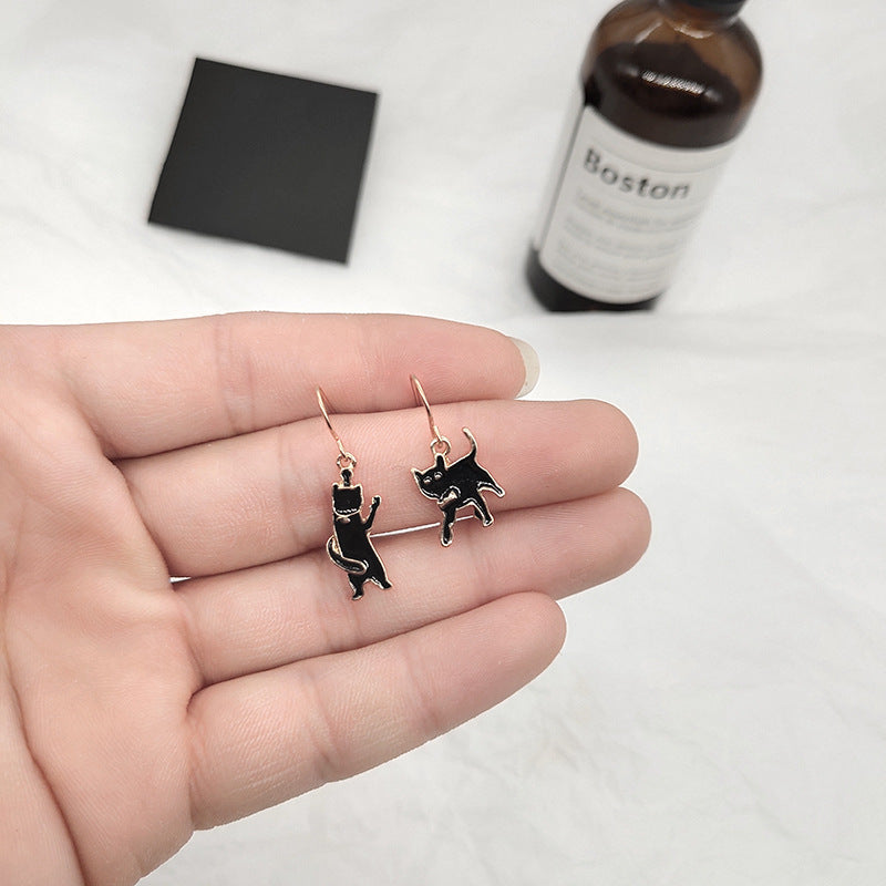 Oil Drop Asymmetric Cat Earrings