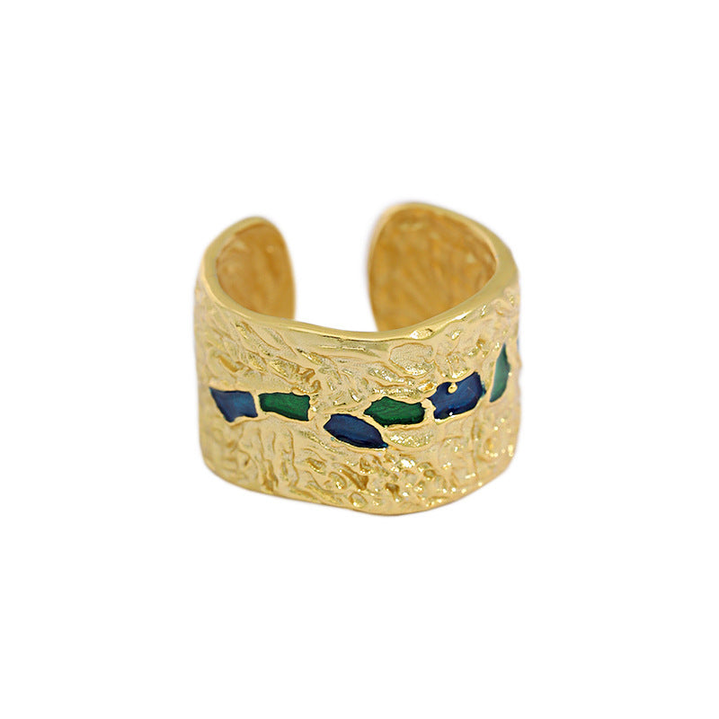 Bague époxy texturée en argent sterling S925