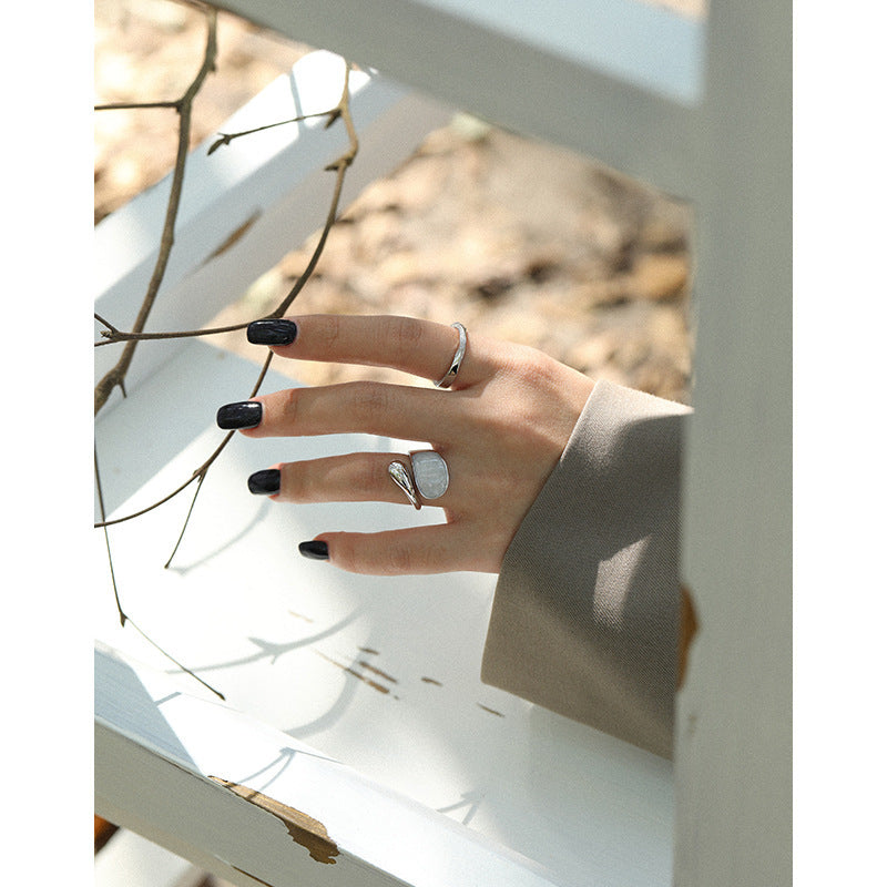 Bague en argent sterling S925 avec croix en époxy pour femme