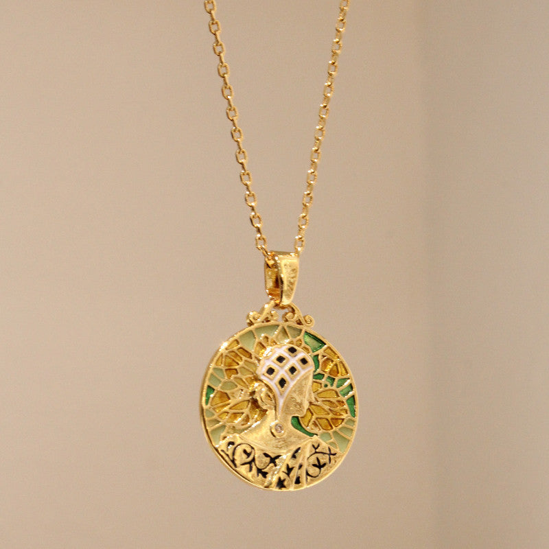 Enamel Drip Glazed Green Earrings And Necklace Set