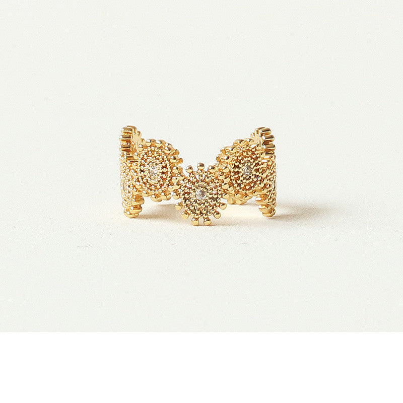 Baroque Vintage 18k gold plated Brass Zircon Ring