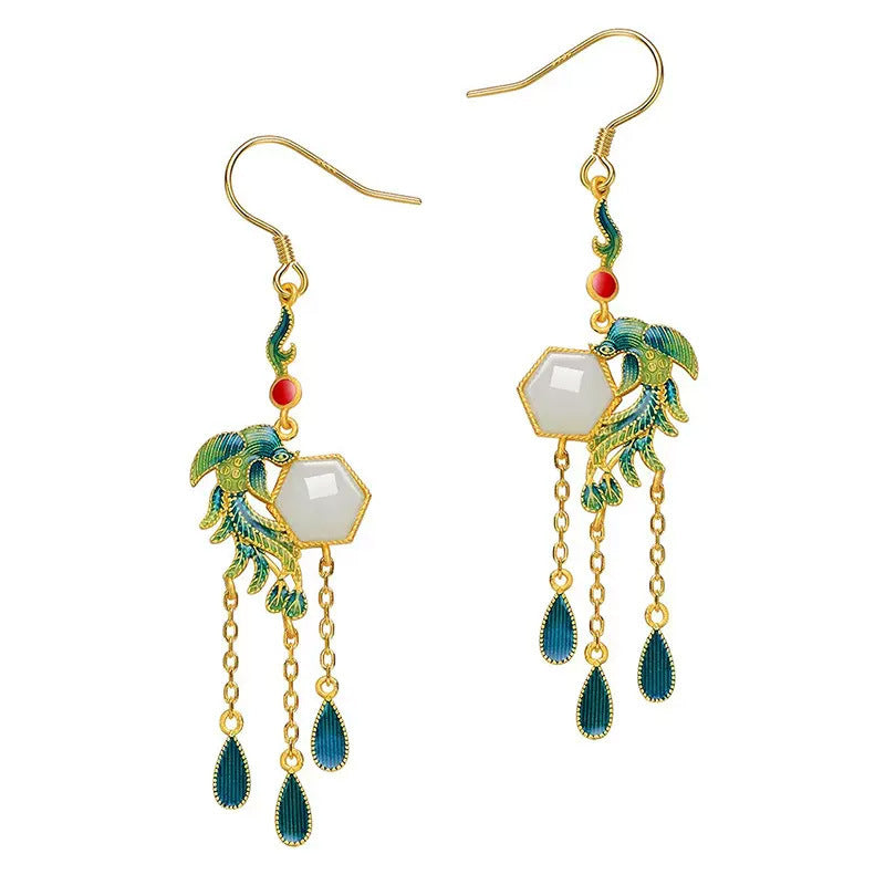 Sterling Silver Hetian Jade Earrings