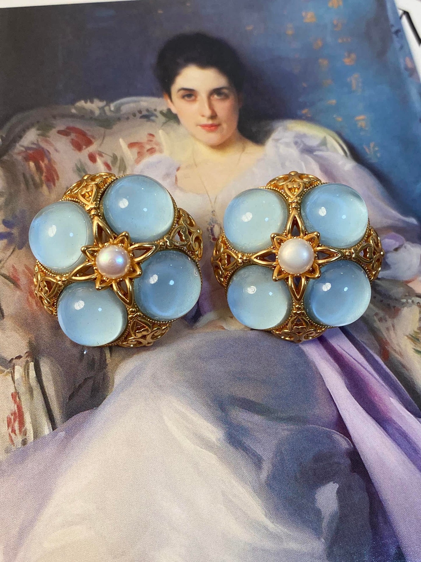 Retro Court Glaze Earring Brass Ear Clip