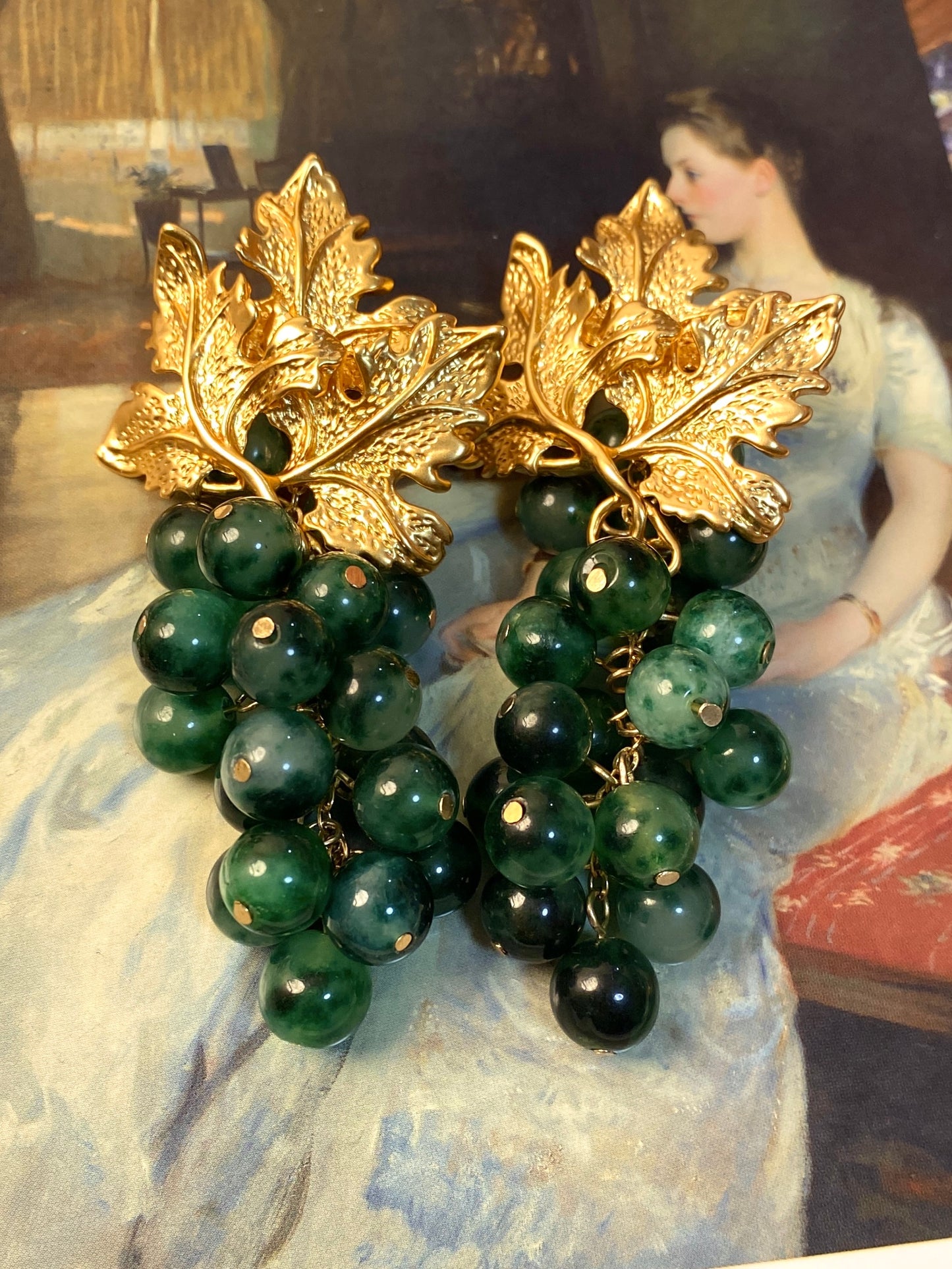 Vintage Grape Handmade Silver Pin Earrings