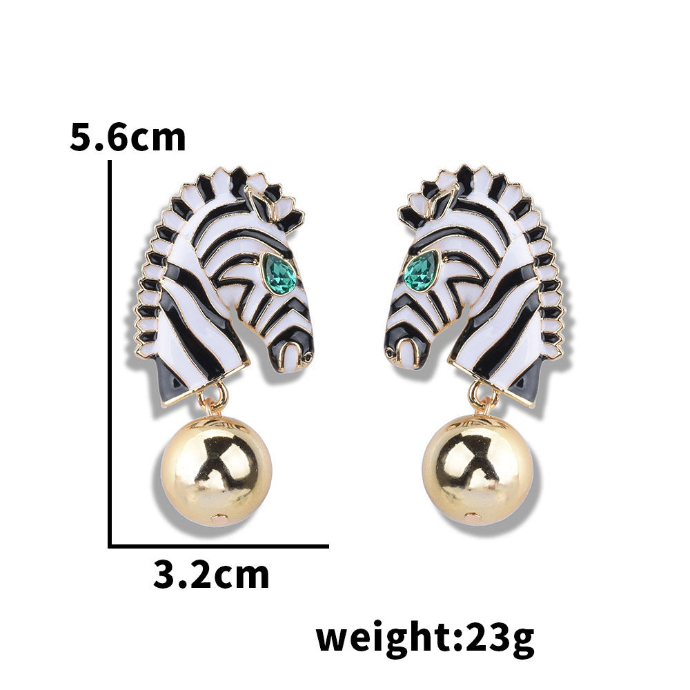 Enamel Zebra Stud Earrings