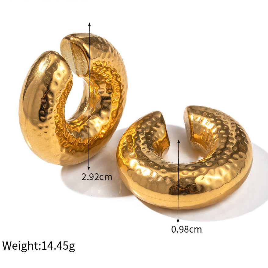 Boucles d'oreilles cylindriques en acier inoxydable à gros grains