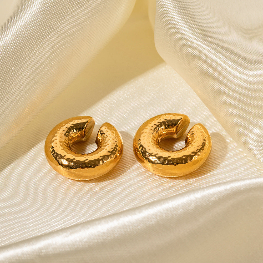 Stainless Steel Coarse Grain Cylindrical Earrings