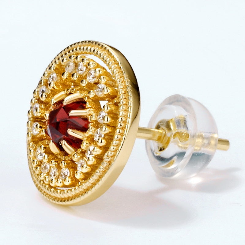 Vintage Garnet Earrings Ladies Niche Design
