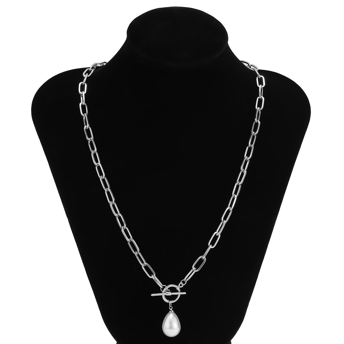 Fashion Retro Metal Chain Baroque Pearl Necklace