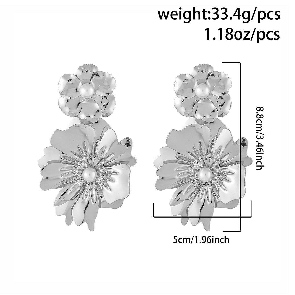 Stylish Flower Exaggerated Alloy Fashion Earrings