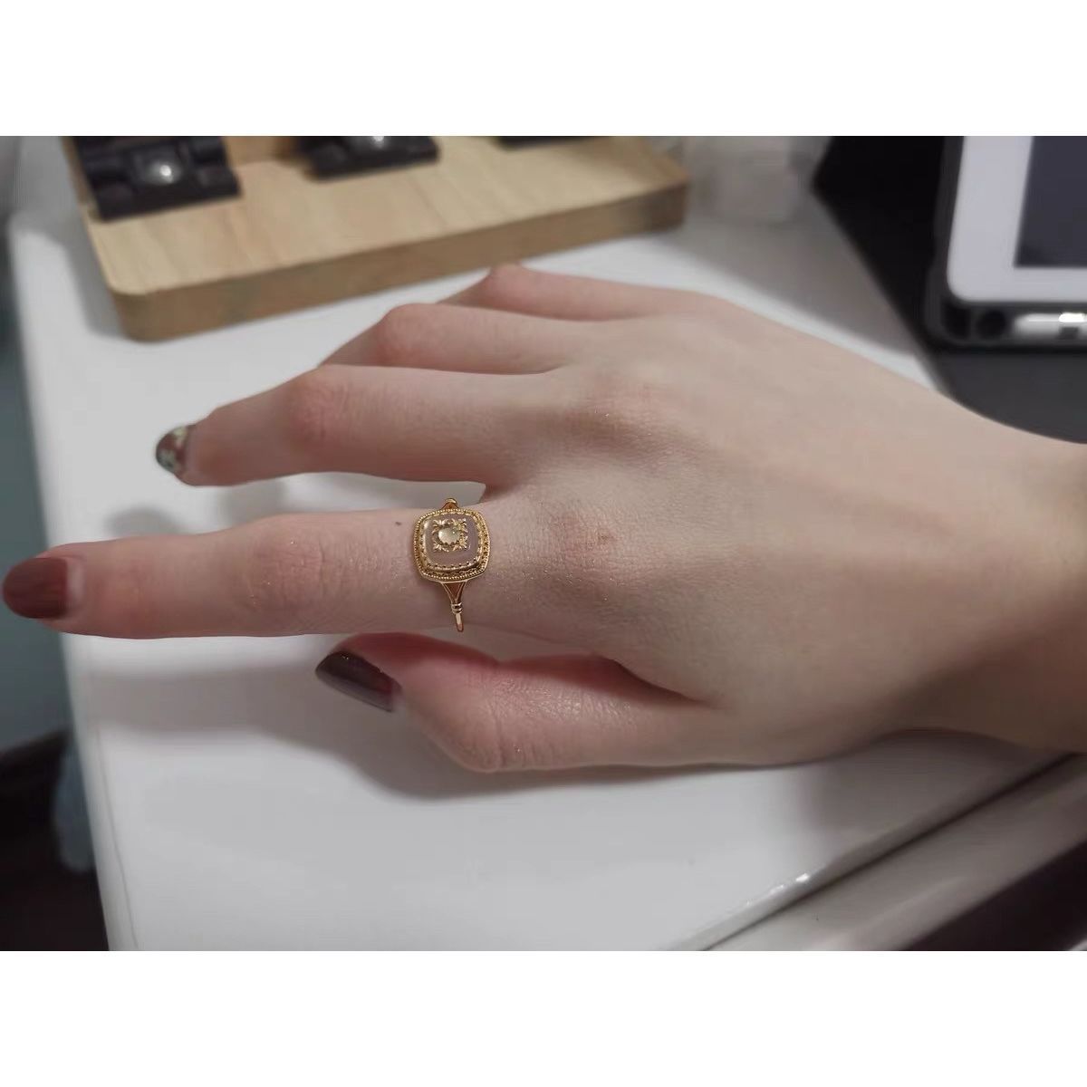 Gold Plated Antique Style Crystal Retro Baroque Ring