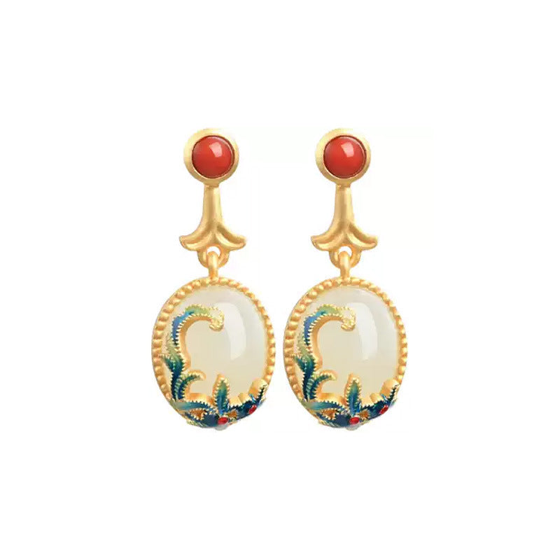 Ancient Gold Imitation Hetian Jade Earrings Earrings