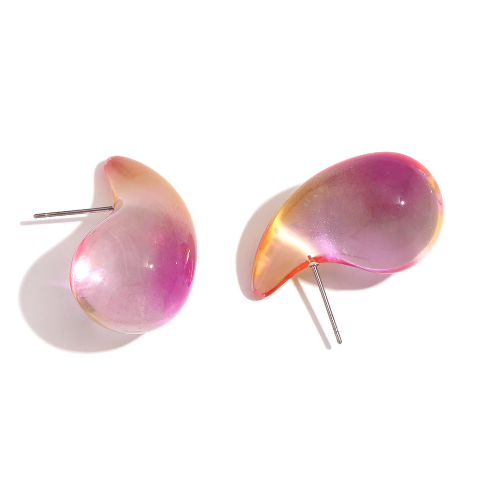 Two-color Resin Stainless Steel Needle Earrings