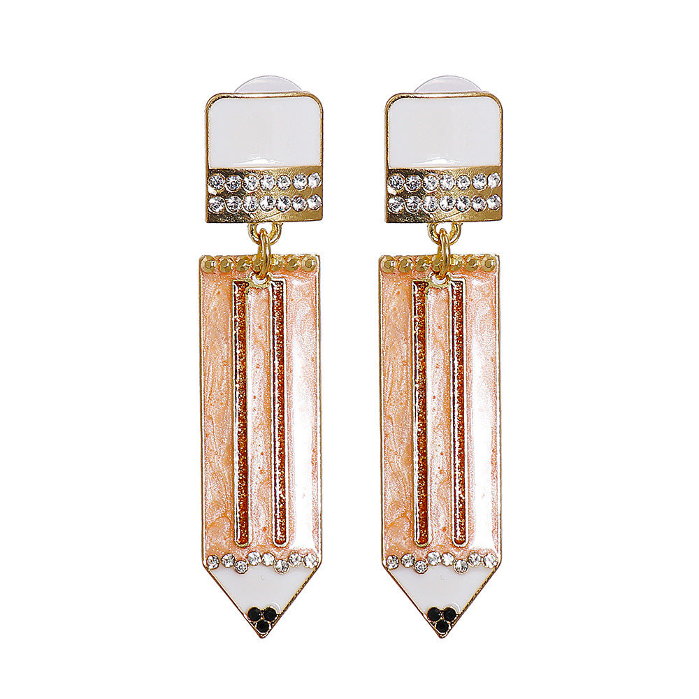 Colored Alloy Drop Oil Pencil Earrings