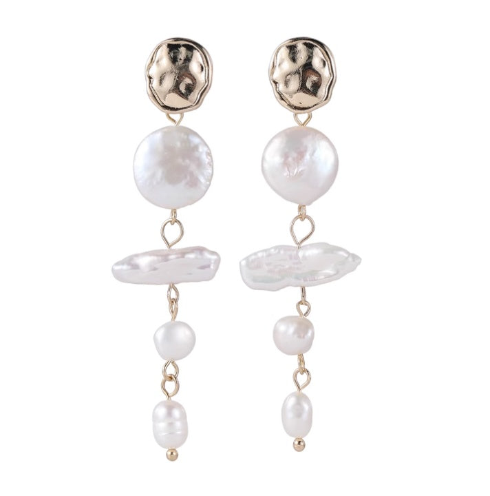Baroque Natural Seawater Pipa Pearl Earrings