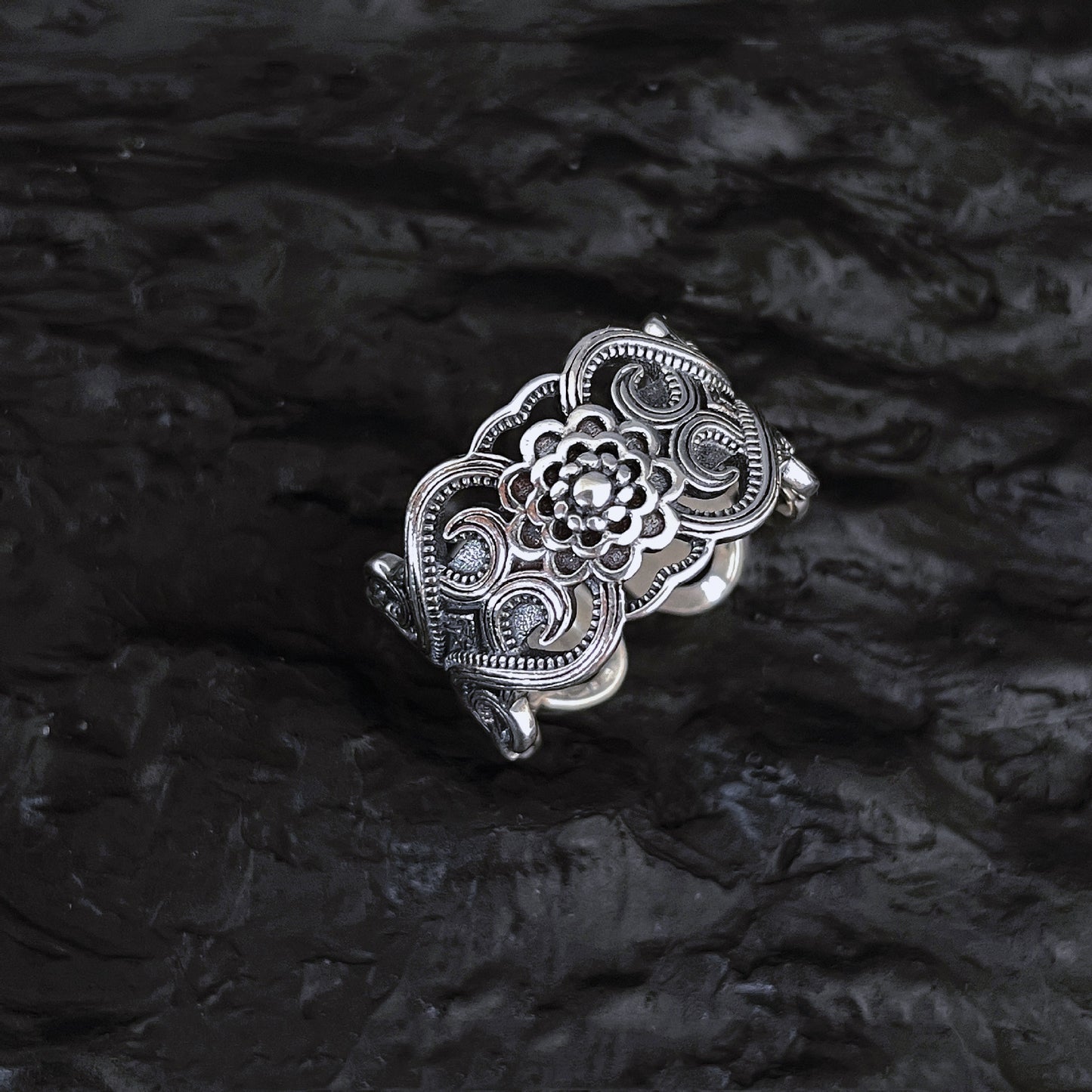 925 Silver Vintage Flower Facto Ring