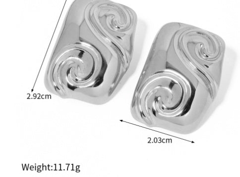 Stainless Steel Square Threaded Ring Earrings