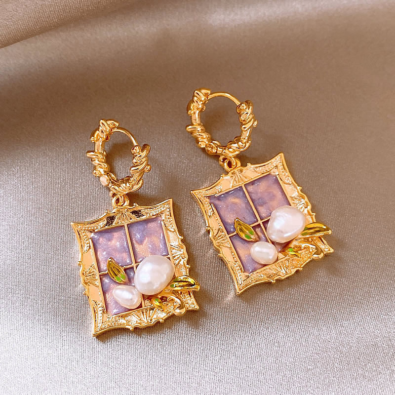 Enamel Oil Painting Style Earrings