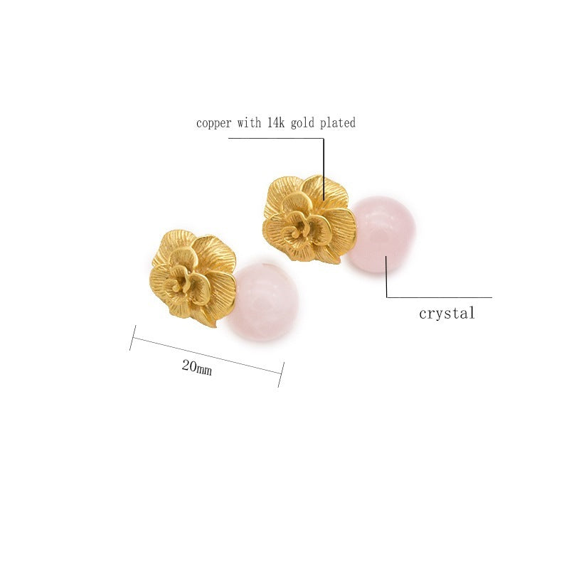 14k gold plated copper Jade Retro Earrings