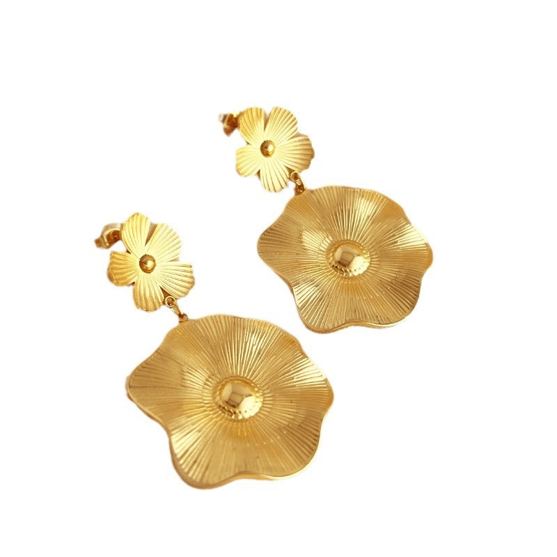 Flower Line Earrings Stainless Steel