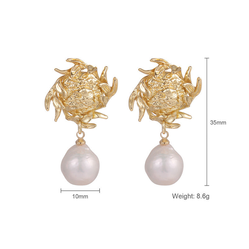 14k Gold Plated Vintage Style Pearl Earrings