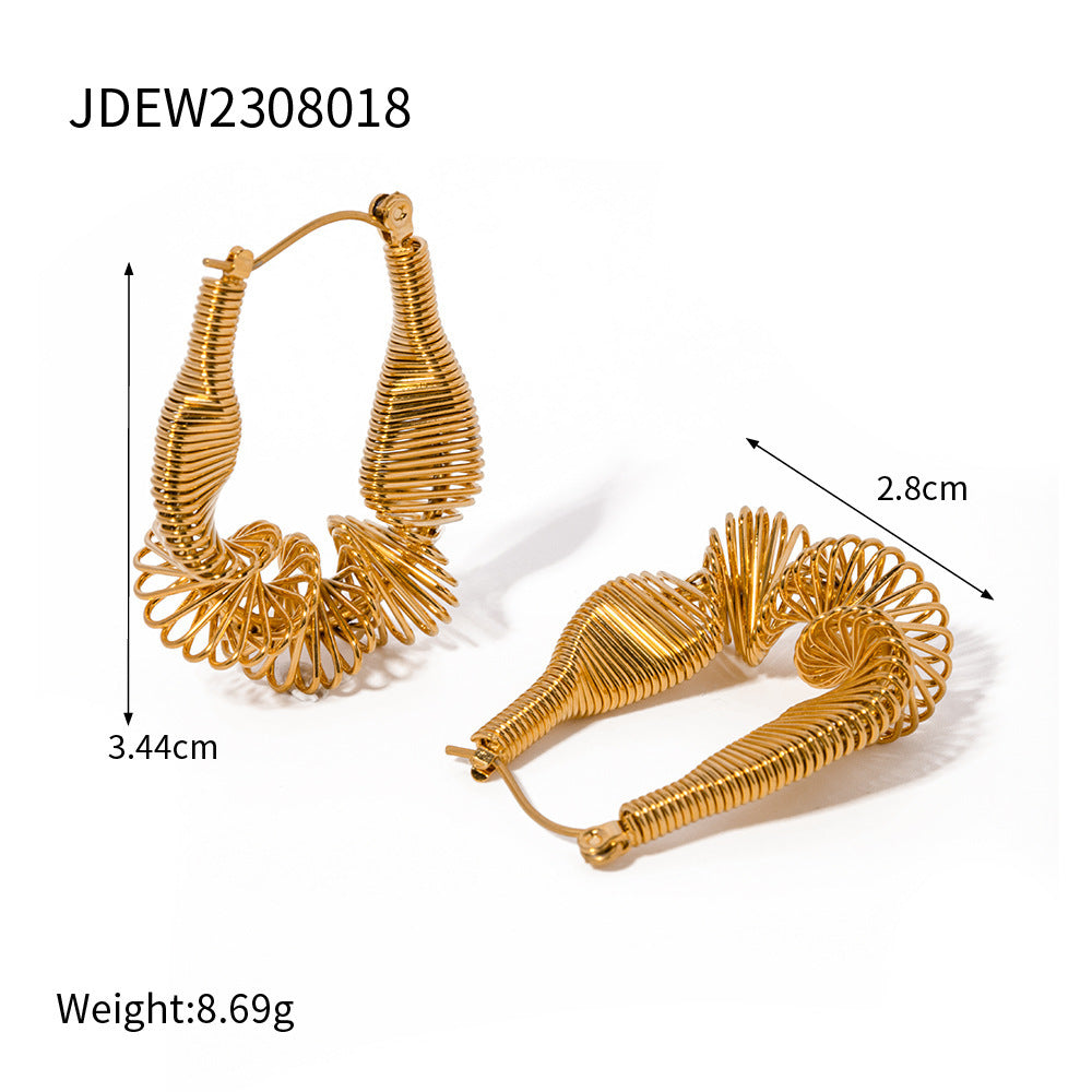 18K Gold Plated Coil Stainless Steel Earrings