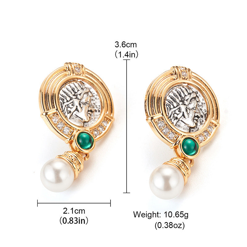 18k gold plated Vintage Court Style Pearl-studded Earrings