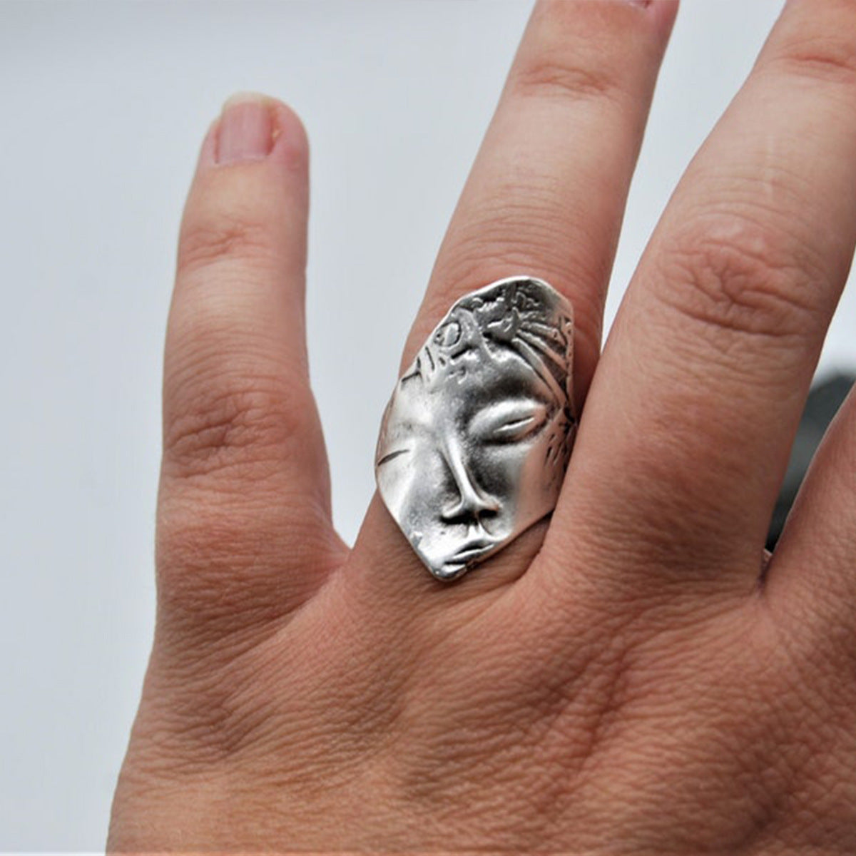 Vintage Irregular Abstract Human Face Ring