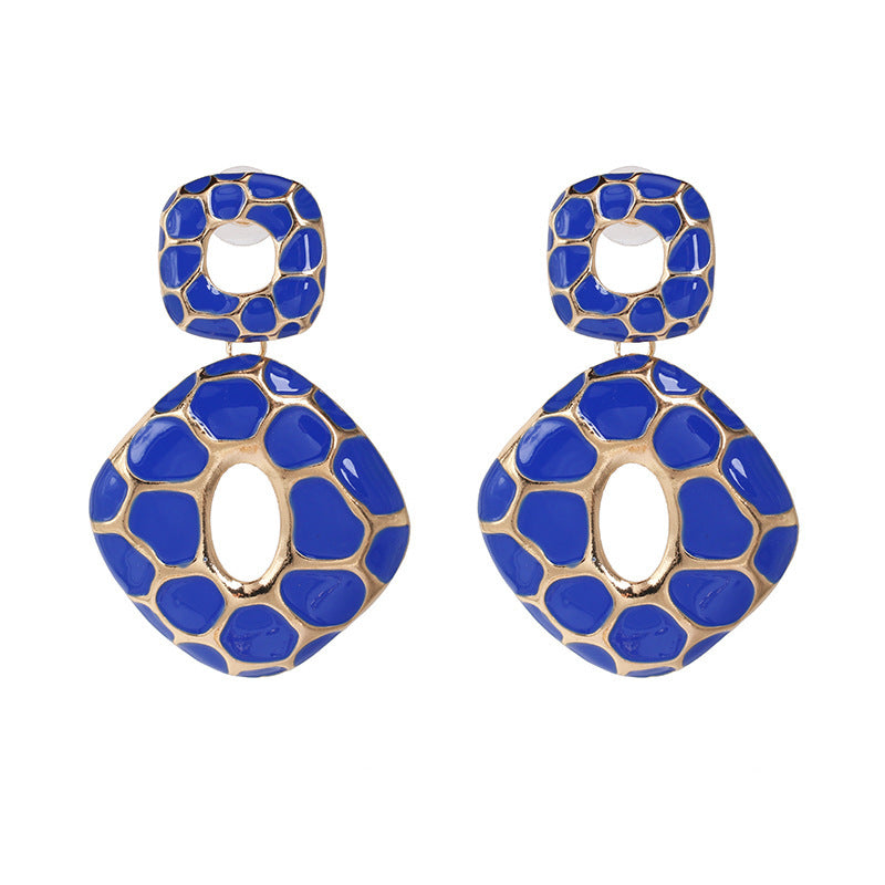Vintage Geometric Alloy Drip Earrings