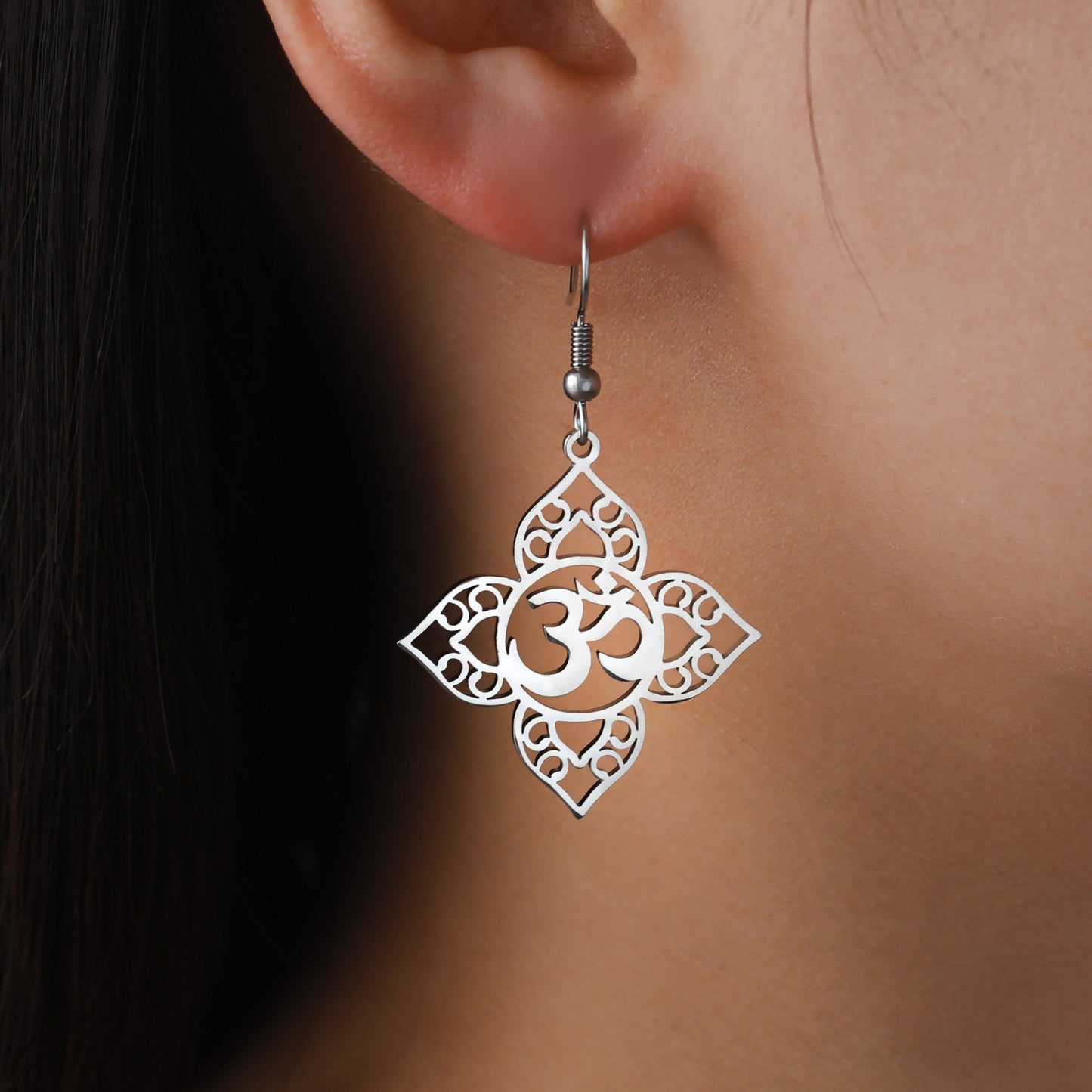 Yoga Symbol Stainless Steel Earrings