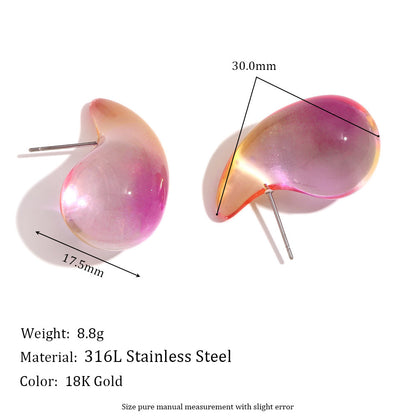 Stainless-steel Needle Color Environmental Protection High Transparent Two-color Resin Stud Earrings For Women