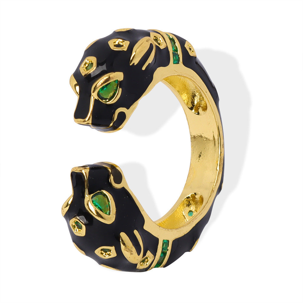 Women's Fashion Colored Glaze Cheetah Ring