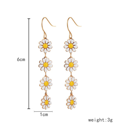 Sweet Idyllic Fresh Little Daisy Drop Oil Earrings For Women