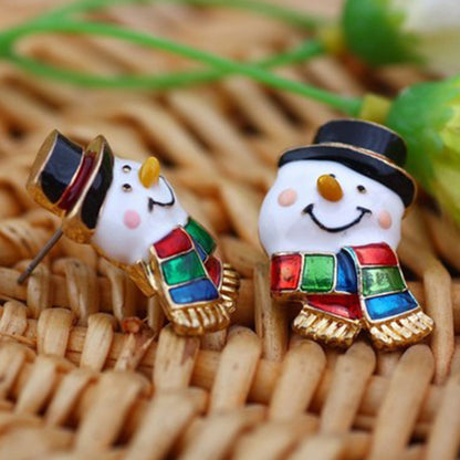 Ornaments Enamel Snowman Earrings Women's Ear Ornaments Christmas Gifts