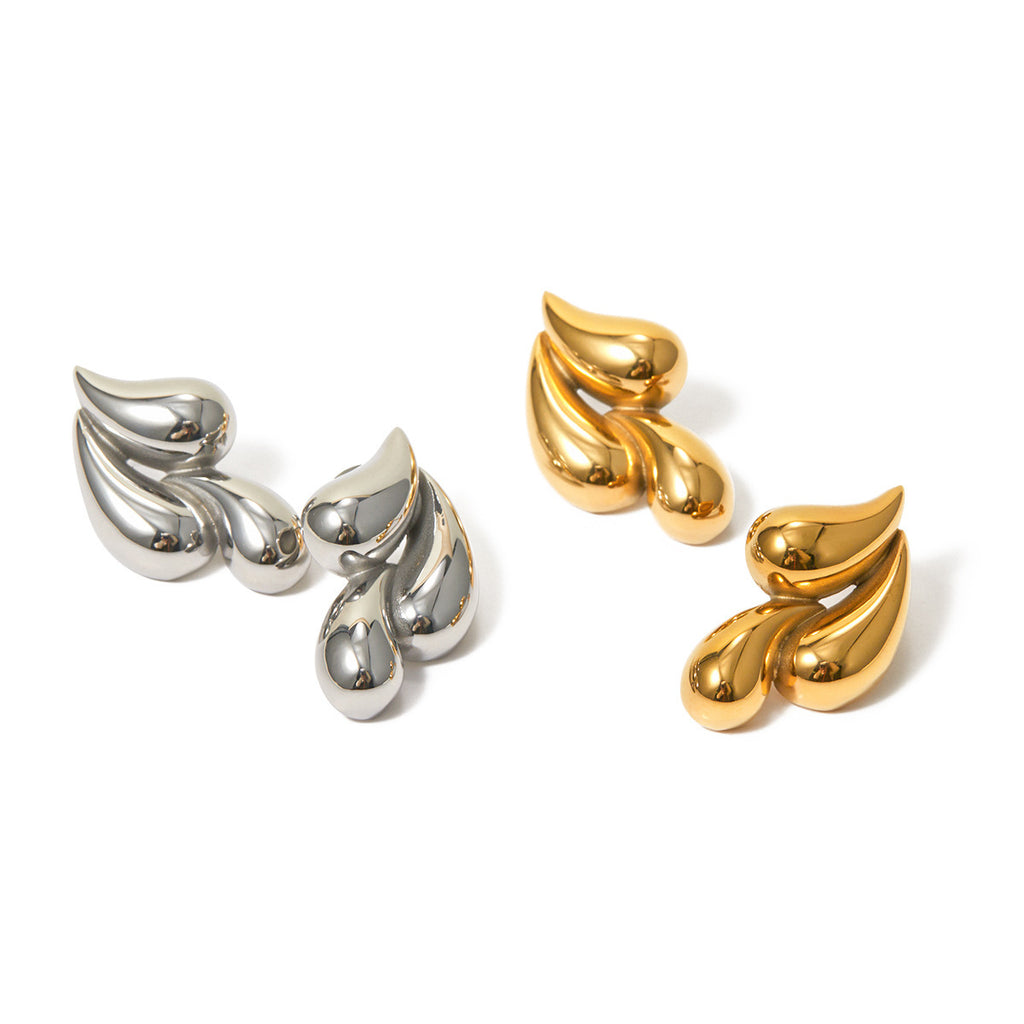 Boucles d'oreilles en acier inoxydable en or 18 carats avec plusieurs gouttes d'eau