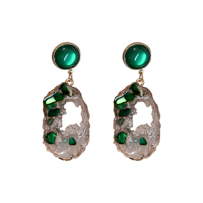 Irregular Cutout Earrings Fashion Vintage Emeralds