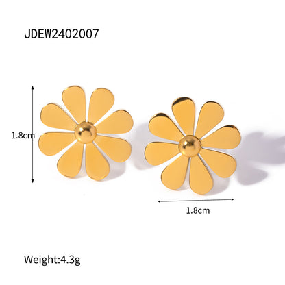 Summer 18K Gold Stainless Steel Flower Earrings