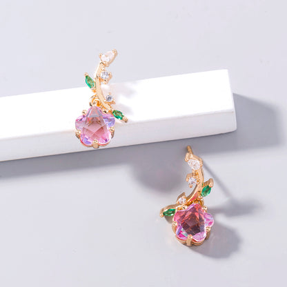 European and American jewelry plum blossom zircon earrings leaf flower ladies earrings earrings jewelry women