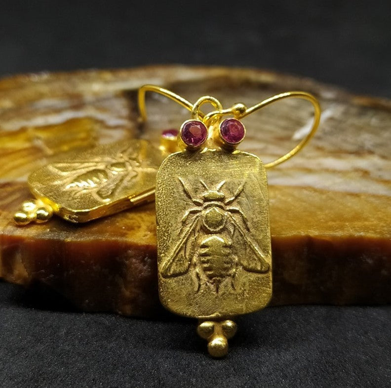 Boucles d'oreilles rétro en alliage avec motif insecte et abeille
