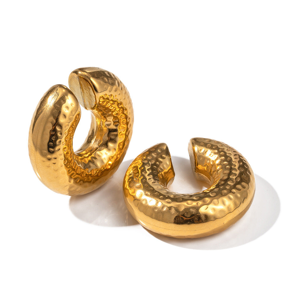 Stainless Steel Coarse Grain Cylindrical Earrings