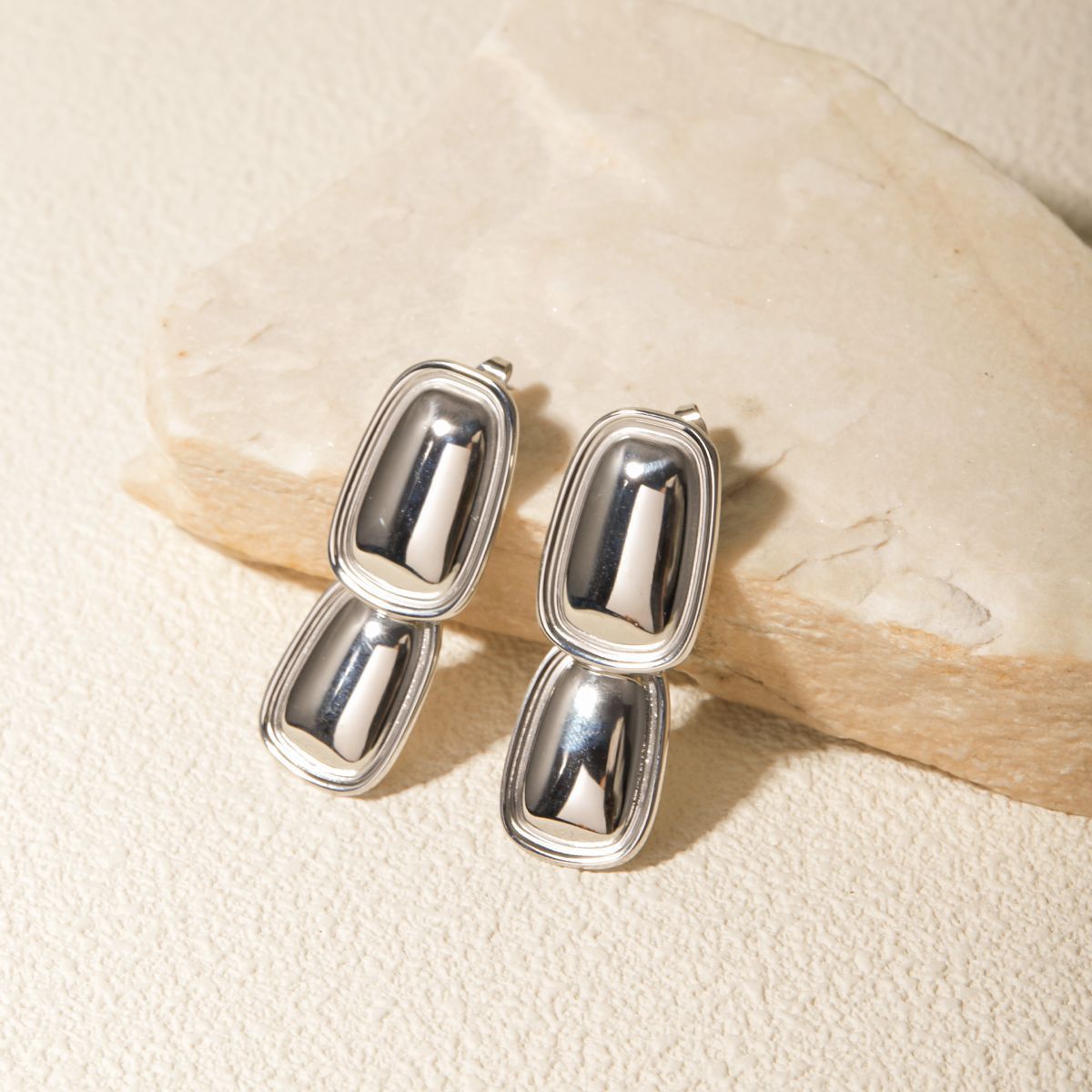 Rectangular Pendant Titanium Steel Earrings
