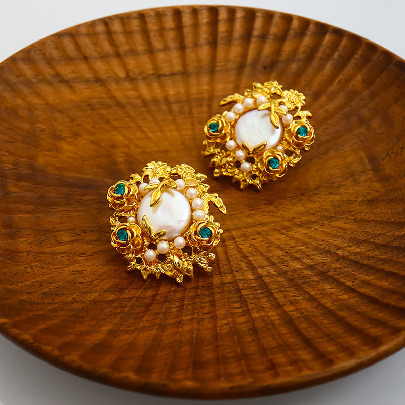 Natural Baroque Pearl Silver Needle Earrings