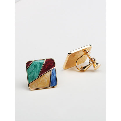 Korea Dongdaemun Net Red Temperament Drop Oil Square Earrings