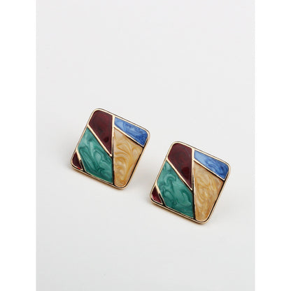 Korea Dongdaemun Net Red Temperament Drop Oil Square Earrings