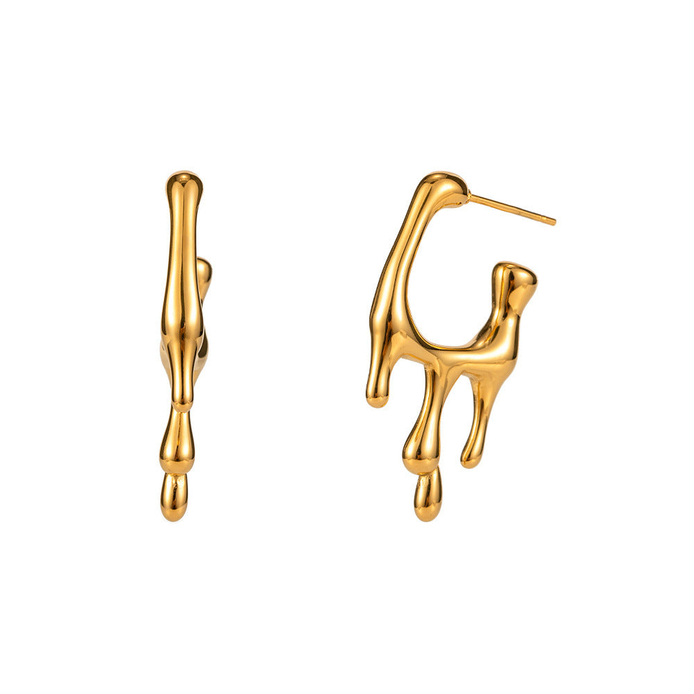 Boucles d'oreilles liquides en acier inoxydable or 18 carats