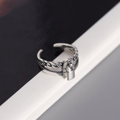 S925 Sterling Silver Double Lock Ring