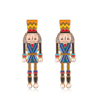 Oil drop Enamel Nutcracker earrings